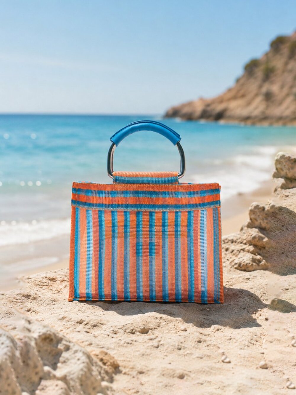 Pull&Bear Striped Mesh Handbag